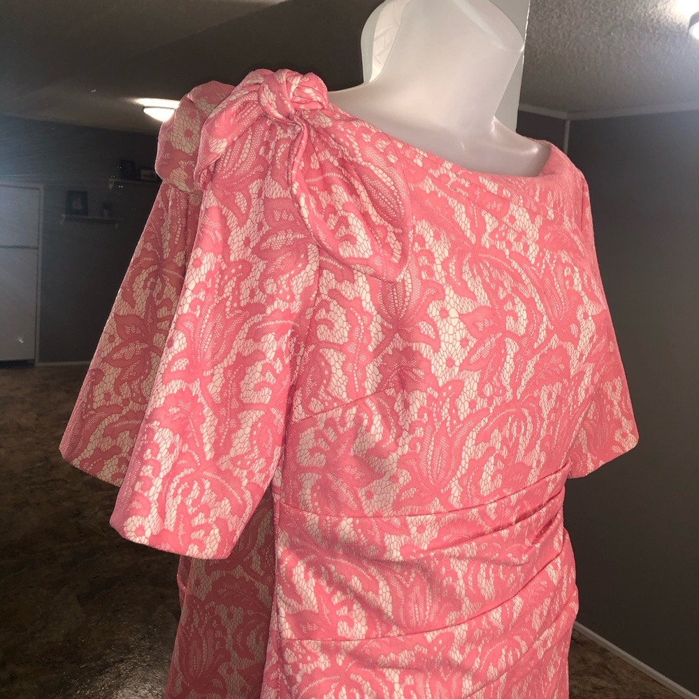 Kay Unger New York Pink Lace Overlay Dress Size 10 - Picture 4 of 7